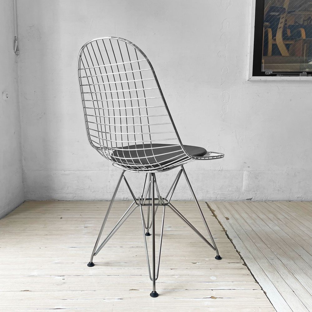 ハーマンミラー Herman Miller DKR ワイヤーチェア Eames Wire Chair エッフェルベース シートパッド付 C&R イームズ ミッドセンチュリー  ★