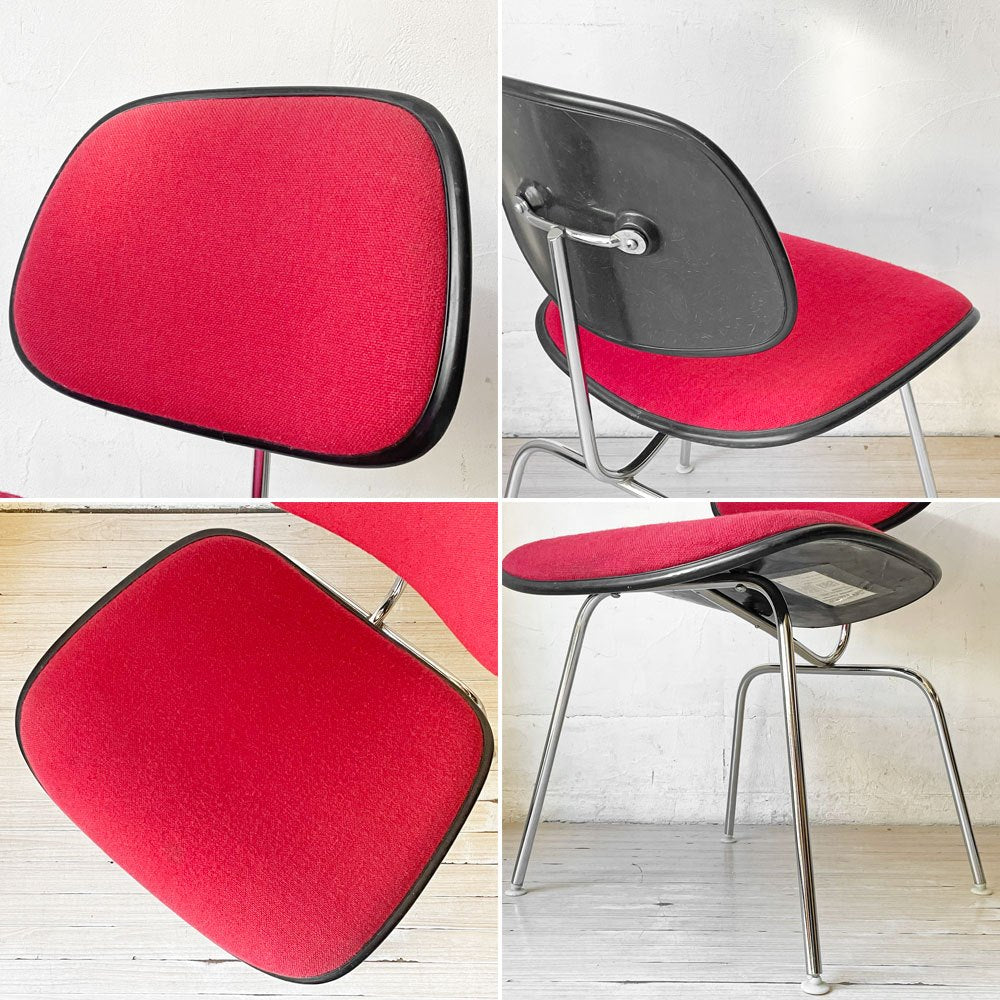 ハーマンミラー Herman Miller ツーピースプラスチックチェア Two Piece Plastic Chair DCM レッド ファブリック ビンテージ ミッドセンチュリー イームズ ★