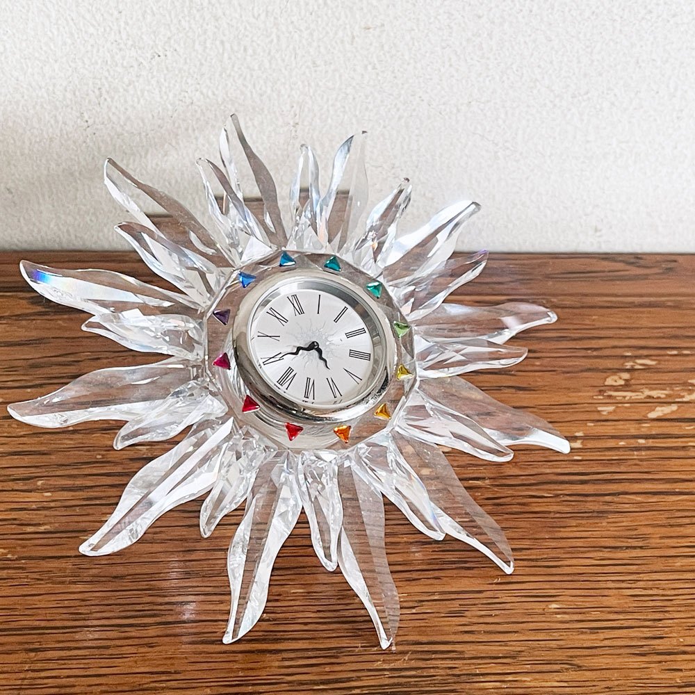スワロフスキー SWAROVSKIソラリス Solaris テーブルクロック クリスタル 置き時計 箱付き 廃番 ■