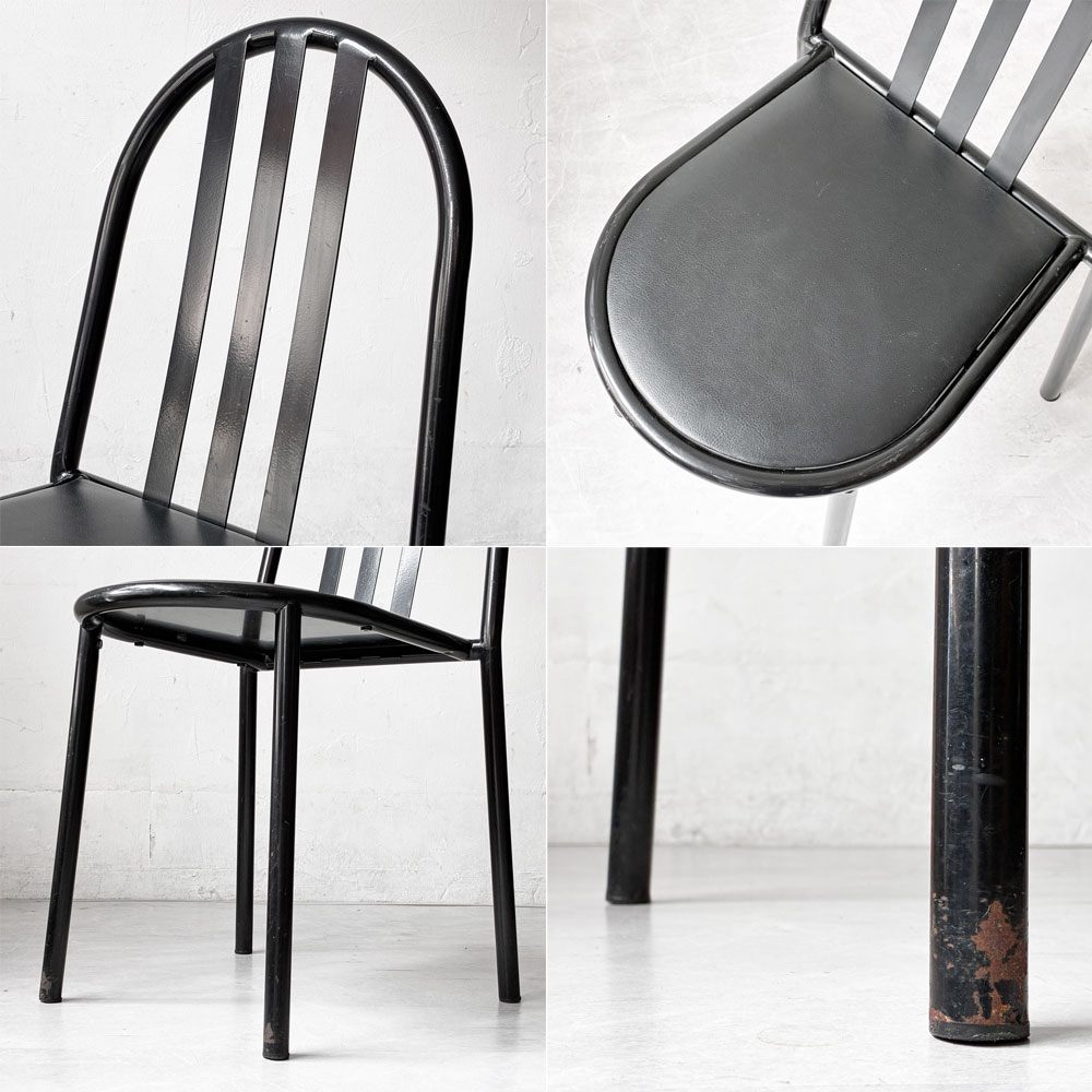 フランスビンテージ French Vintage ステヴァンチェア Stevens Chair モデルC Model C ブラック レザー クッションシート ロベール・マレ＝ステヴァンス  ★