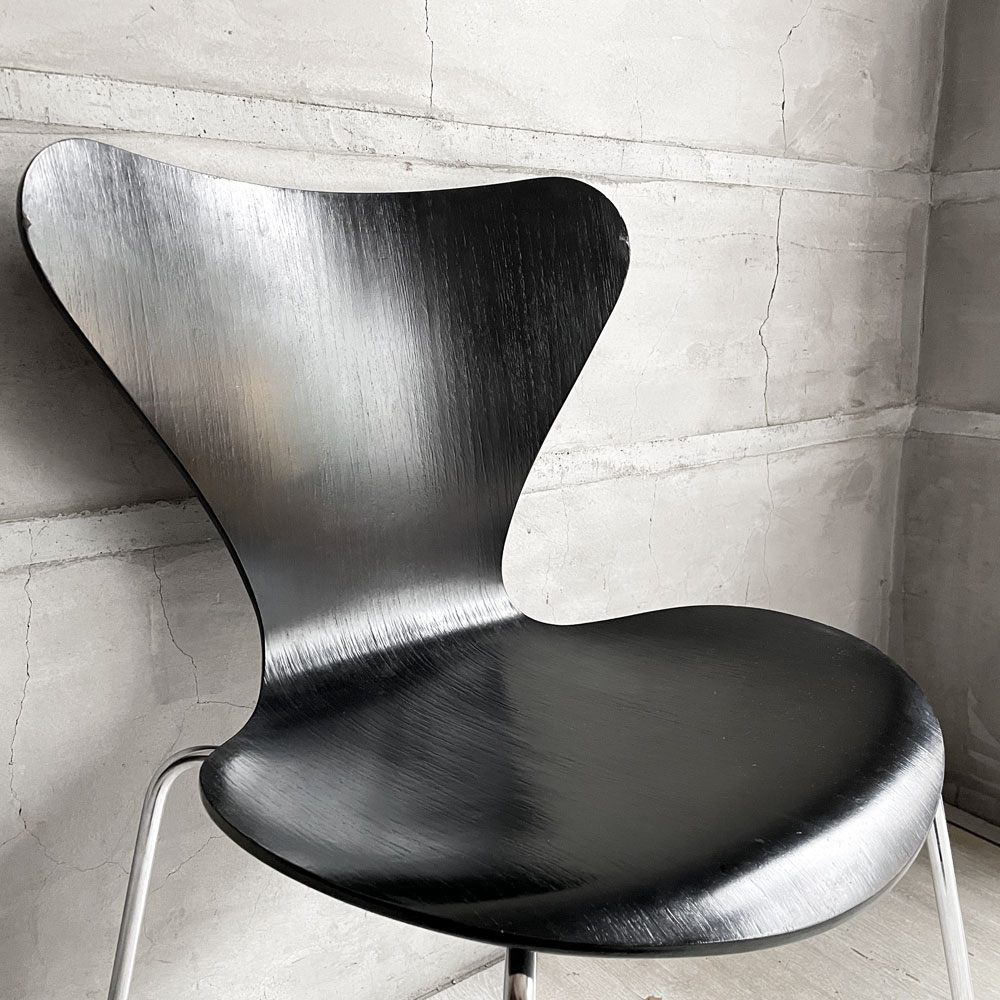 フリッツハンセン Fritz Hansen 3107 セブンチェア カラードアッシュ ブラック 80's ビンテージ vintage アルネ・ヤコブセン デンマーク B ♪