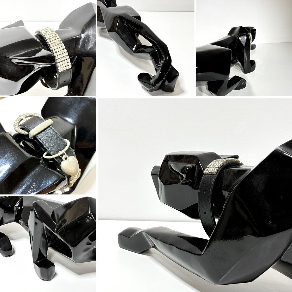 カレ KARE Deco Figurine Black Cat 90 オブジェ ブラック ハイグロス ネコ ヒョウ パンサー 廃番 ●