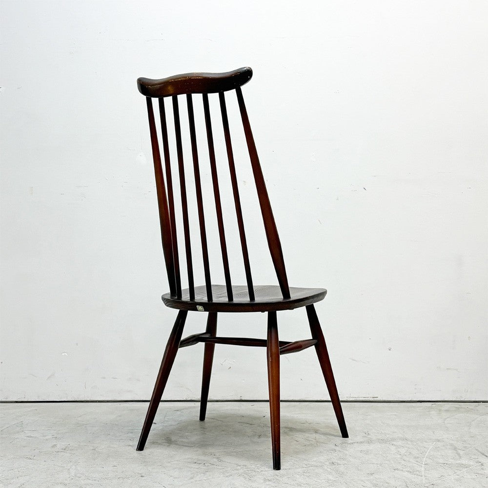 アーコール Ercol ゴールドスミス ダイニングチェア コロニアル ハイバック スティックバック エルム材 UKビンテージ 英国家具 ●