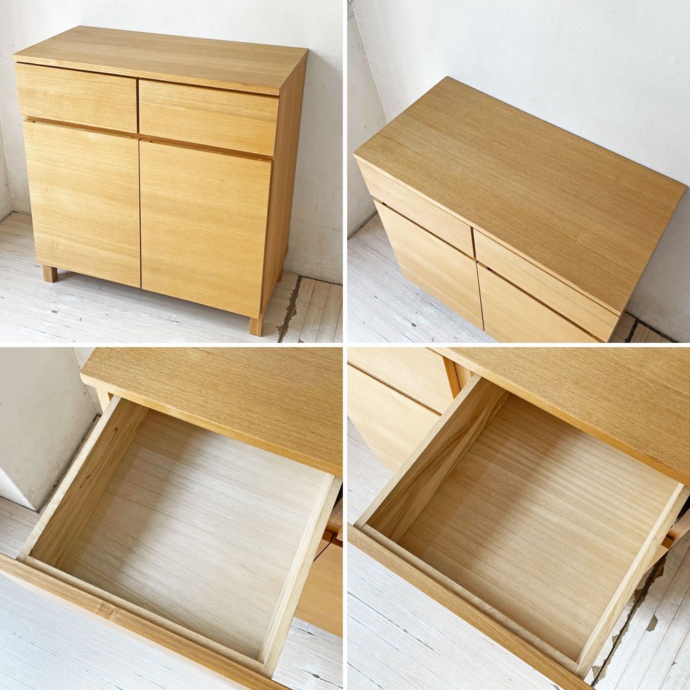 無印良品 MUJI オーク材 キャビネット 木製扉 W80 木製収納 ナチュラル シンプルモダン ★