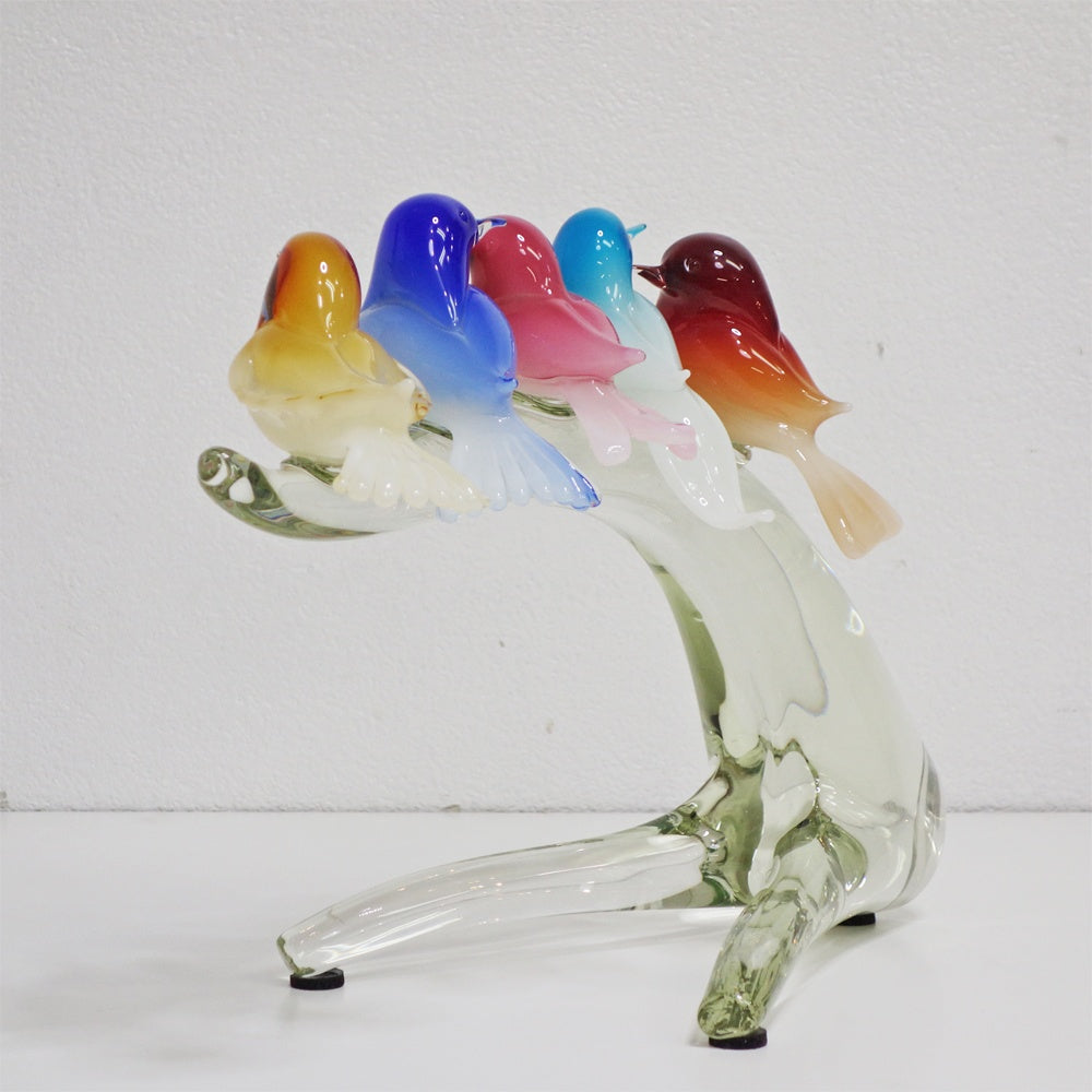 ムラーノガラス Murano 木にとまる鳥 オブジェ 置物 マエストロ ソリッドワーク ホットワーク ガラス工芸 ベネチアングラス イタリア ●