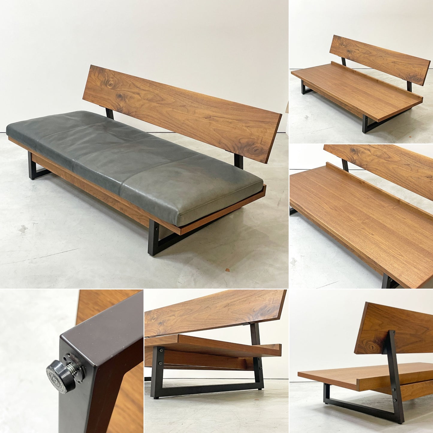 広松木工 hiromatsu フレックス FREX 168 3シーターソファ ウォールナット 本革 ブラック カバーリング 合計定価約￥633,600- ●