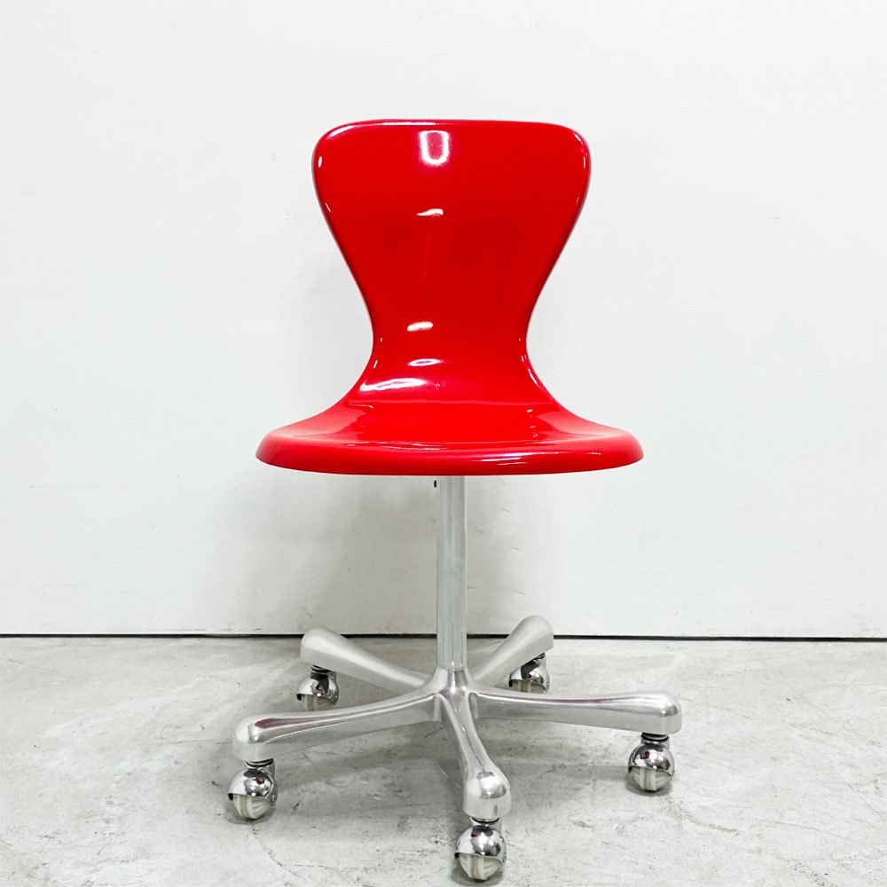 イデー IDEE ヨーンチェア ウィズ キャスター YAWN CHAIR with CASTER FRP レッド ダイニングチェア 岡嶌要 スペースエイジ 廃番 ●