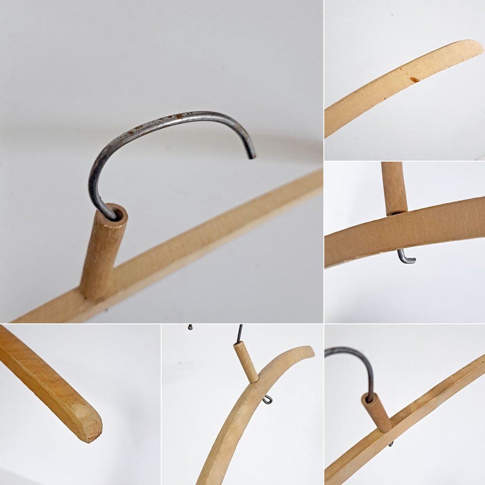 北欧ビンテージ Scandinabian Vintage 木製ハンガー 10本セット 1950〜70年代 木味 レトロ 古道具 B ●