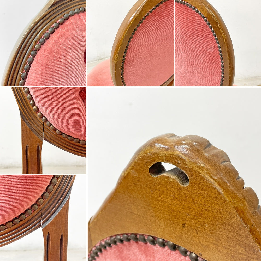 ヨーロピアンクラシカル デザイン European Classical design 木製 サロンチェア ダイニングチェア 猫脚 レッド イタリア ロココ調 A ●