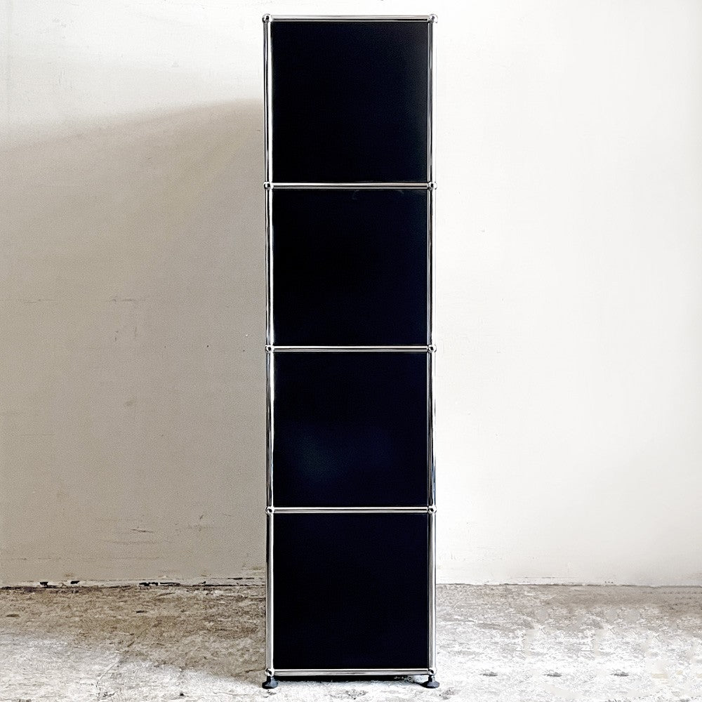 ユーエスエムハラー USM Haller モジュラーファニチャー Modular Furniture 1列4段 キャビネット シェルフ グラファイトブラック 旧型取っ手 スイス ■