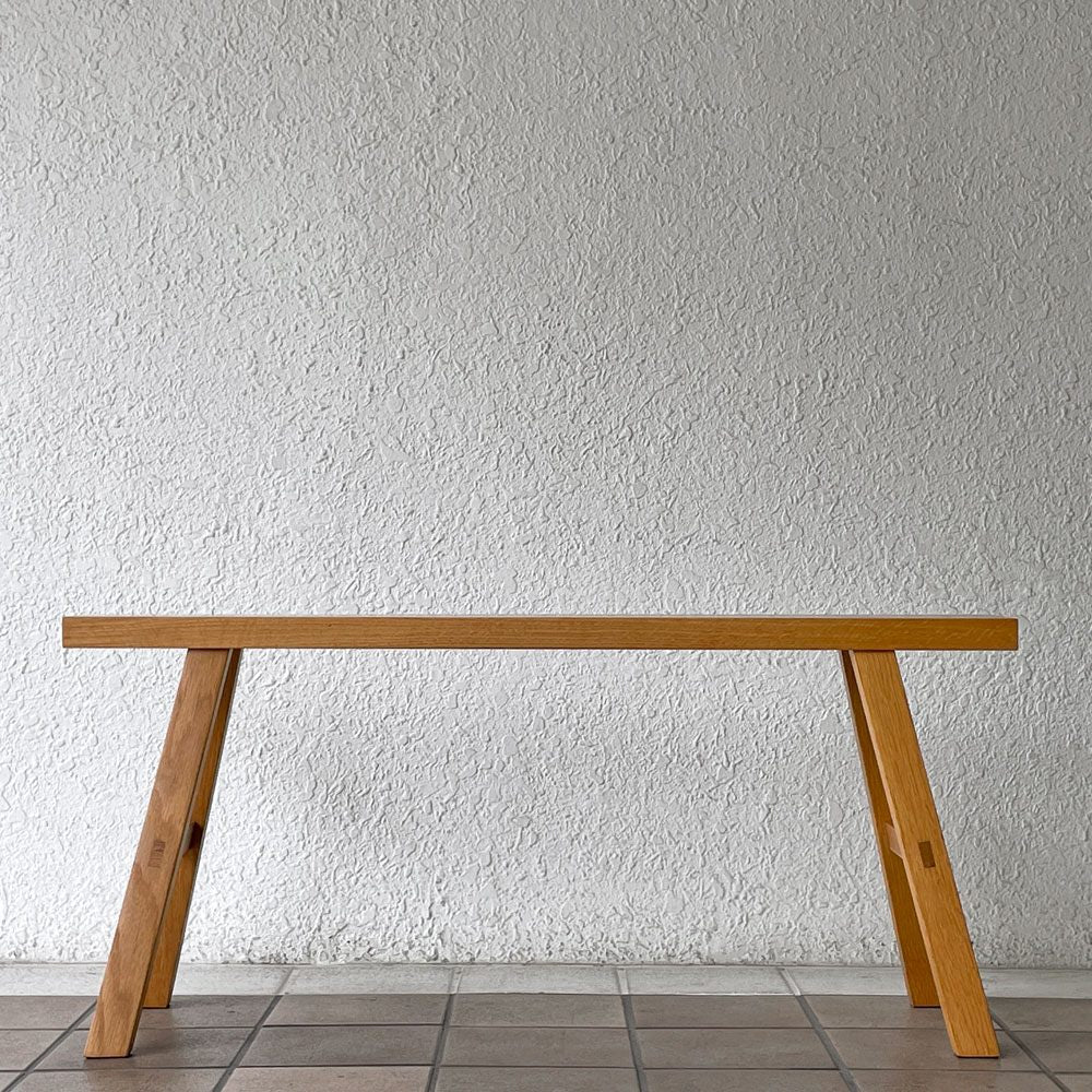 無印良品 MUJI 無垢材 木製ベンチ オーク材 大サイズ W100cm 廃番仕様 シンプルモダン ◇