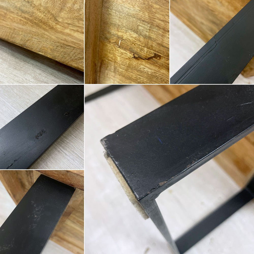 インダストリアルデザイン Industrial Design リビングテーブル ローテーブル 古材 スチール W110.5cm ビンテージスタイル 工業系 ●