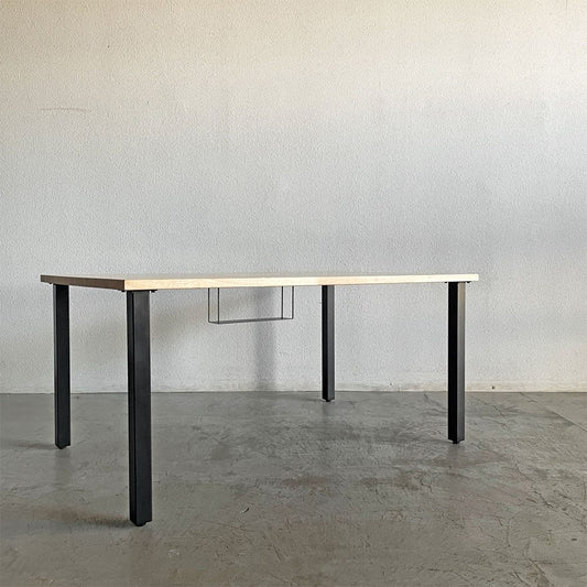 かなでもの KANADEMONO ザ・テーブル THE TABLE Black Steel デスク W150×D100cm ラバーウッド ナチュラル 配線トレー付 〓