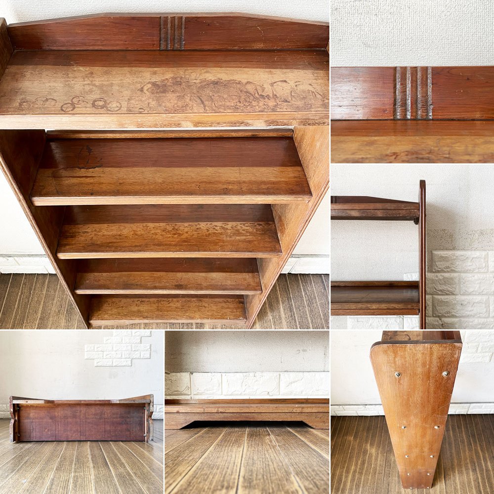 ジャパンビンテージ Japan Vintage 古い木味の本棚 5段 ブックシェルフ オープンシェルフ 飾り棚 W63.5cm 昭和レトロ 古家具 ◎