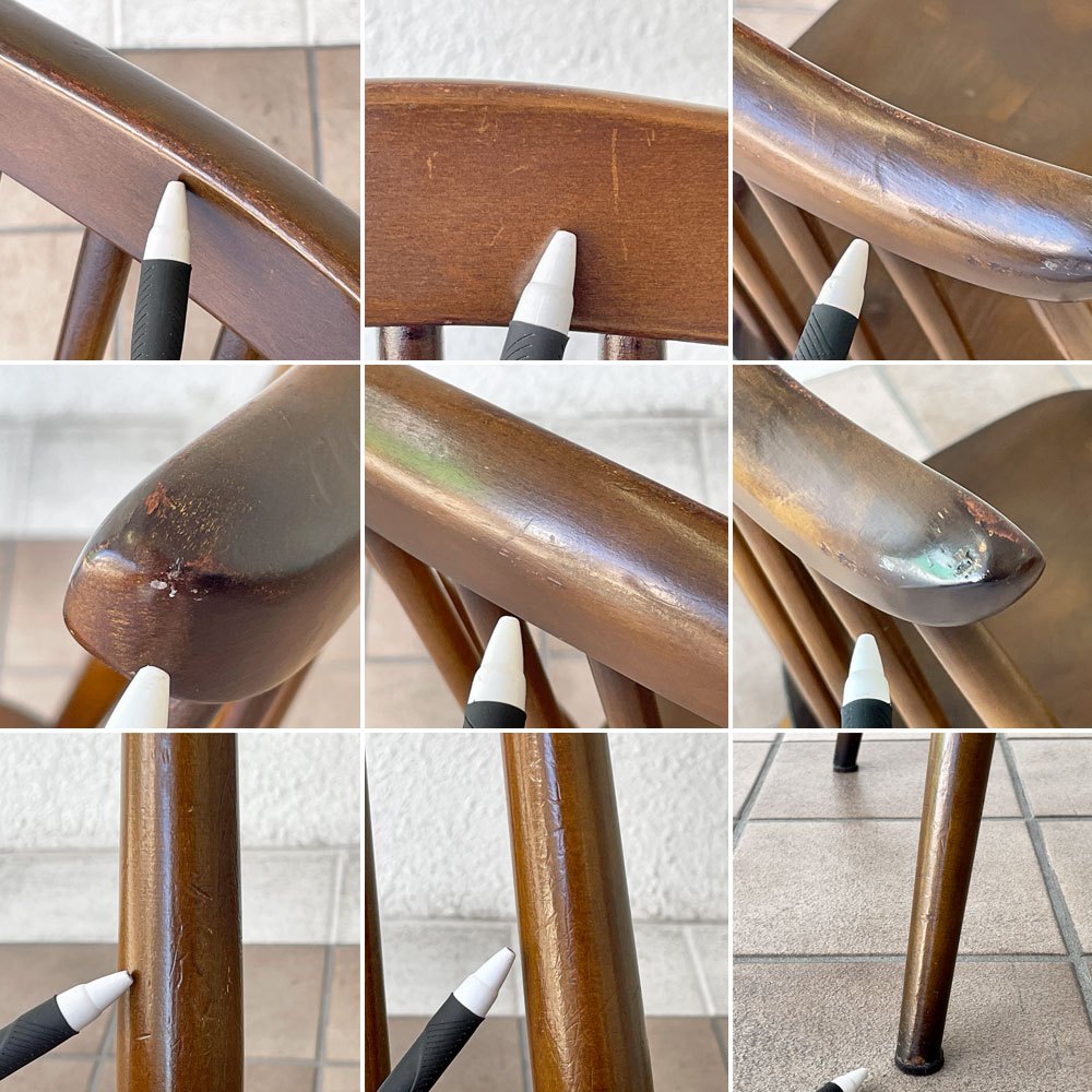 アーコール Ercol ゴールドスミス ダイニングチェア コロニアル ハイバック エルム材 ダークブラウン ブルーラベル UKビンテージ 英国 ◇