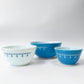パイレックス Pyrex スノーフレーク ガーランド Snowflake ミキシングボウル 3点セット ブルー ミルクガラス ガラス オールドパイレックス USビンテージ ■