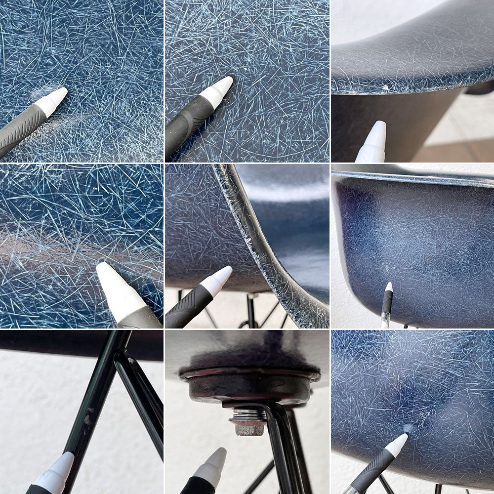 ハーマンミラー Herman Miller アームシェルチェア セカンド 2nd ビンテージ FRP製 ネイビー エッフェルベース C&R イームズ ミッドセンチュリー ◇