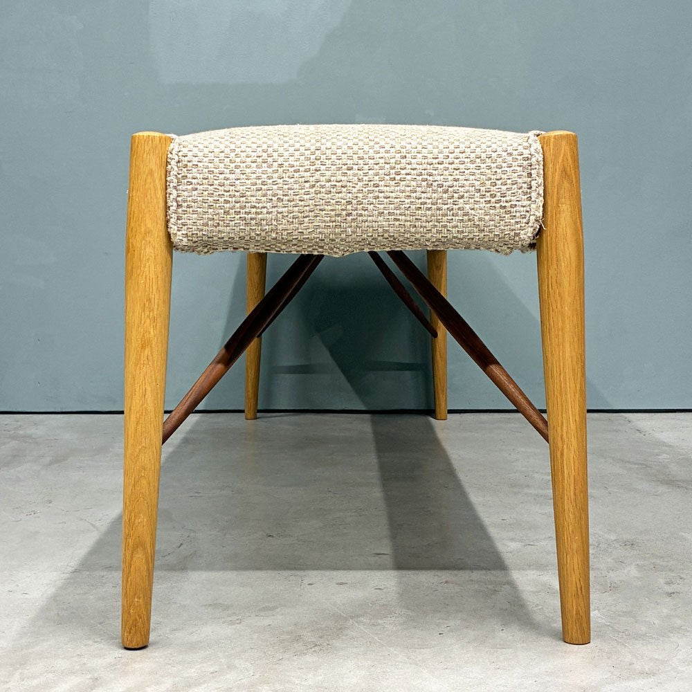 日進木工 NISSIN ホワイトウッドシリーズ WHITE WOOD ベンチ オーク材 × ウォールナット材 カバーリング W145cm ◎