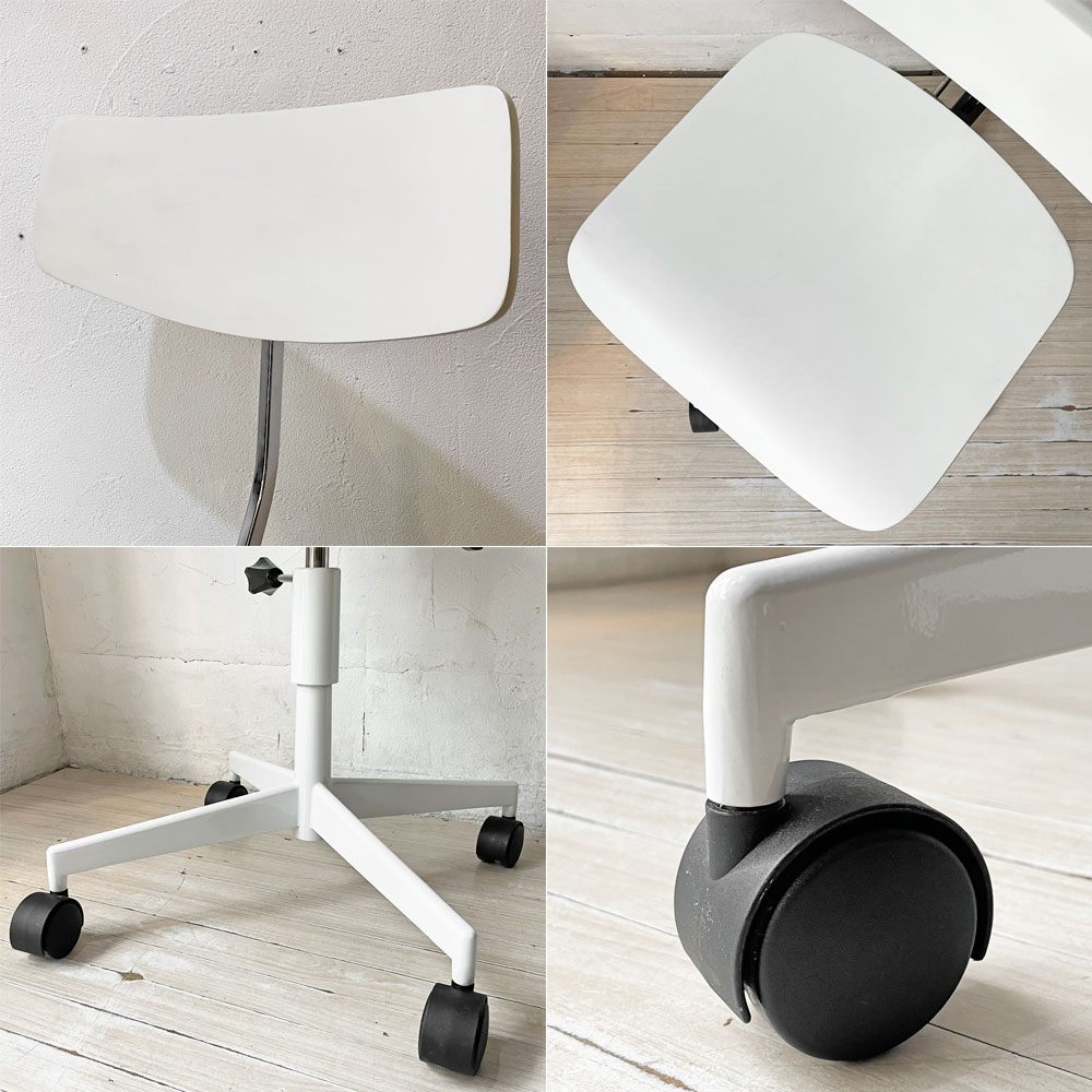 ラボファ Labofa デスクチェア オフィスチェア プライウッド ホワイト ダブルホイール 高さ調整可 デンマーク製 北欧家具 ★