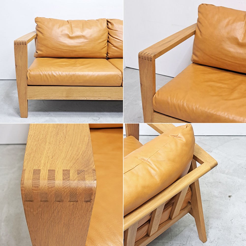 シギヤマ家具 SHIGIYAMA グリーン GREEN ローズマリー 2Pソファ ROSEMARY LOVE SOFA 本革 キャメル オーク無垢材 岩倉榮利 ●
