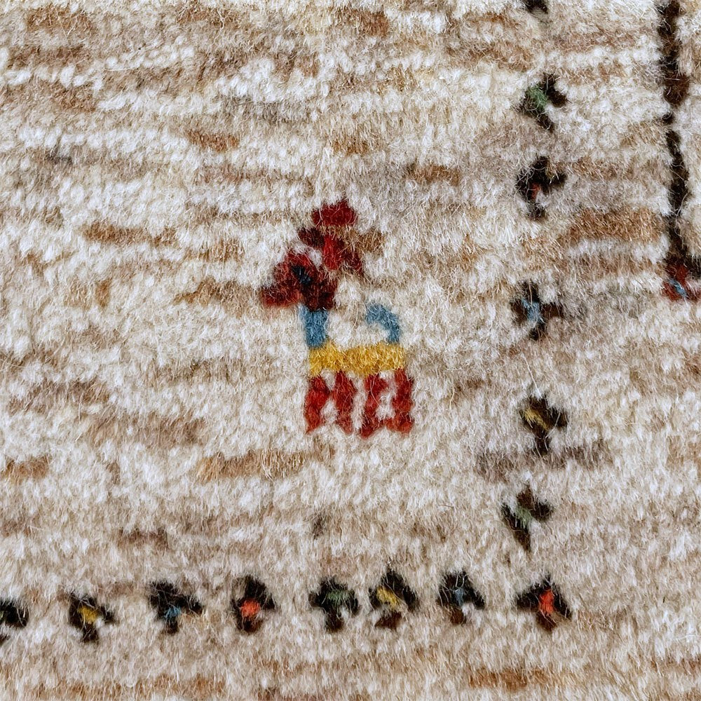 ギャッベ GABBEH ランナー キッチンマット 絨毯 玄関マット ウール ナチュラルカラー トライバルラグ イラン ★