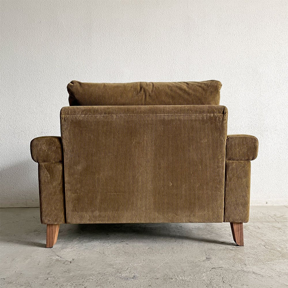 トラックファニチャー TRUCK FURNITURE FKソファ FK SOFA 1.5シーター F-21 グリーンコーデュロイ ウォールナット無垢材 定価￥315,700- 〓