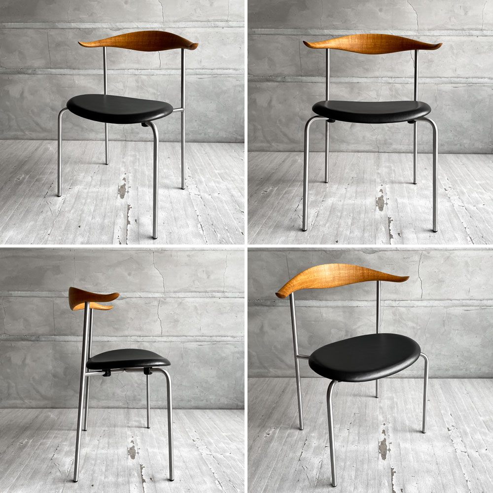 カールハンセン＆サン Carl Hansen & Son CH88P ダイニングチェア オーク材 本革 ブラックレザー ハンス・J・ウェグナー デンマーク 北欧家具 美品 ♪
