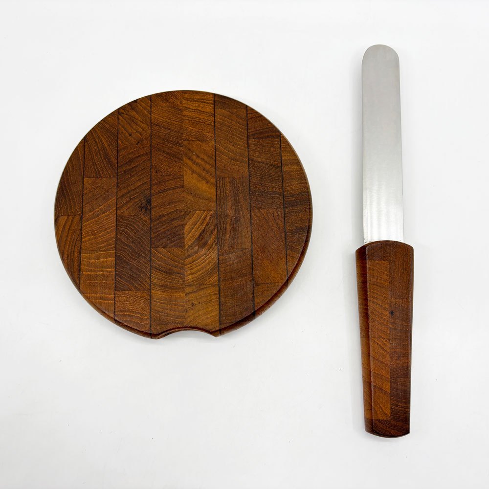 ダンスク DANSK カッティングボード＆ナイフ Lサイズ チーク材 無垢集成材 イェンス・クイストゴー Jens.H.Quistgaard JHQ 北欧デザイン ビンテージ B ●