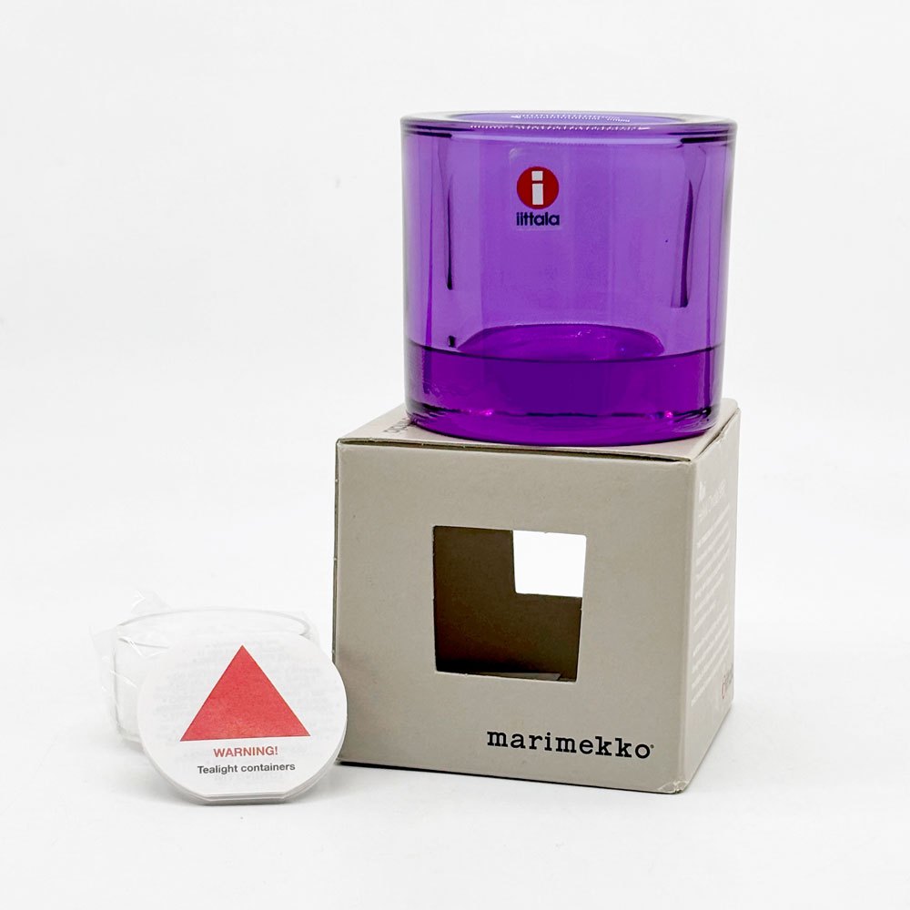 イッタラ iittala マリメッコ marimekko キビ kivi キャンドルホルダー アメジスト 60mm ヘイッキ・オルヴォラ フィンランド 北欧雑貨 廃番カラー 箱付き B ●
