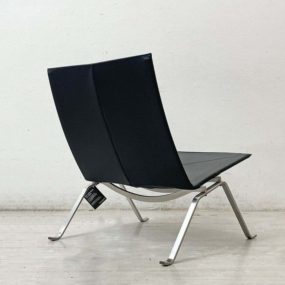 フリッツハンセン Fritz Hansen PK22 イージーチェア ラウンジチェア 本革張り オーラレザー ブラック ポール・ケアホルム 北欧家具 名作椅子 ●