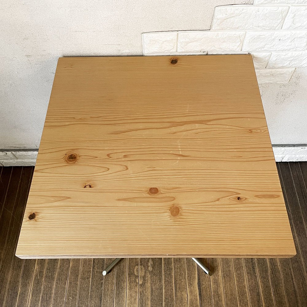 ビンテージスタイル Vintage Style 節入り杉天板×スチール脚 ゴールド カフェテーブル ダイニングテーブル スクエア W60cm ◎