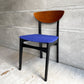 ネイサンファニチャー NATHAN Furniture  ダイニングチェア チークプライウッド ブラックフレーム ファブリック ブルー系カラー 英国 UKビンテージ 張り替え済み A ♪