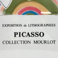 パブロ・ピカソ EXPOSITION de LITHOGRAPHIE - PICASSO COLLECTION MOURLOT 1988 限定10枚 リトグラフ アートフレーム ポスター 54.5×76.5cm 額装品 ●