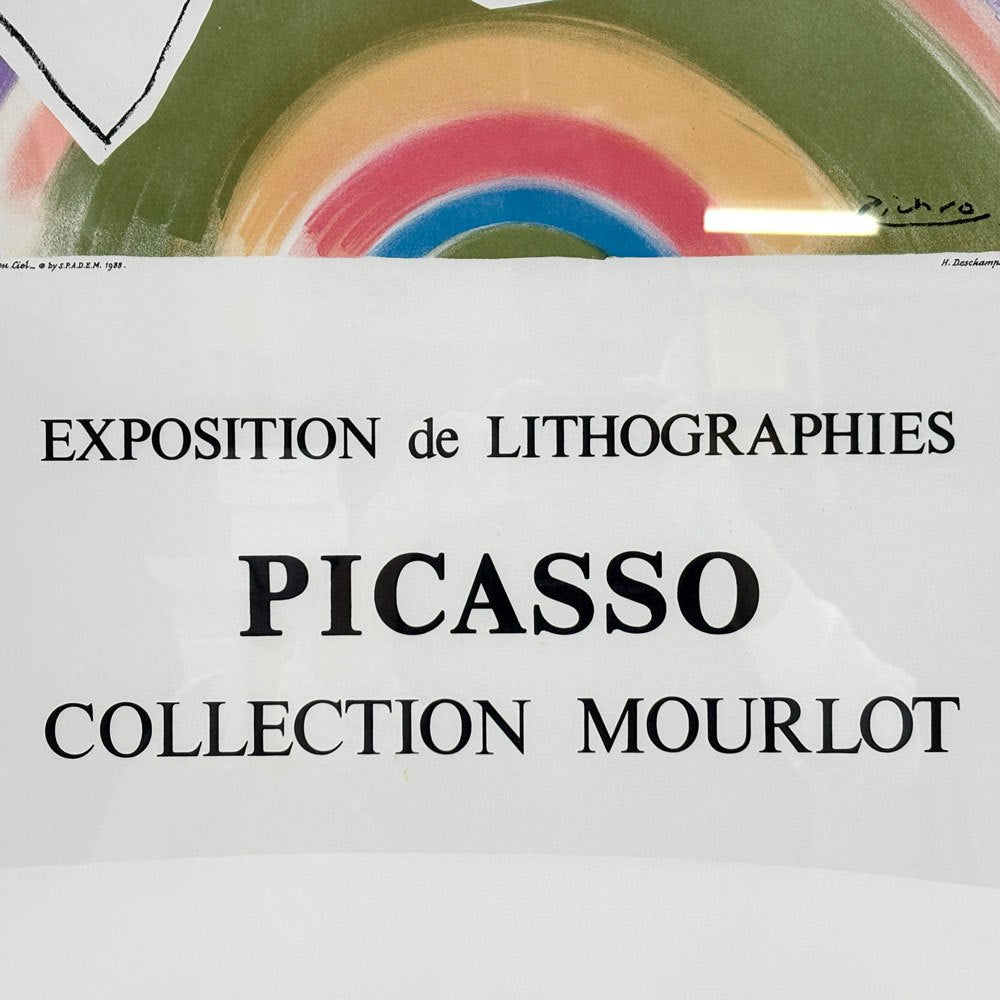 パブロ・ピカソ EXPOSITION de LITHOGRAPHIE - PICASSO COLLECTION MOURLOT 1988 限定10枚 リトグラフ アートフレーム ポスター 54.5×76.5cm 額装品 ●