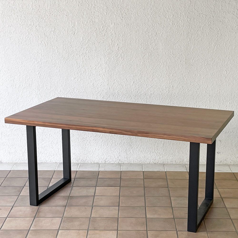 関家具 ベルデⅢ ダイニングテーブル W150cm ウォールナット 脚間調節可 モダンデザイン 定価￥65,000- ◇