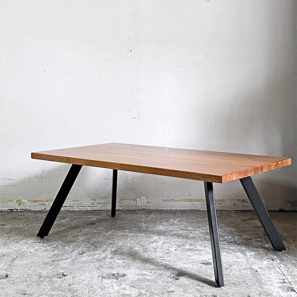 かなでもの KANADEMONO THE LOW TABLE ラバーウッド ブラウン × Black Steel LowTube 幅90cm ■