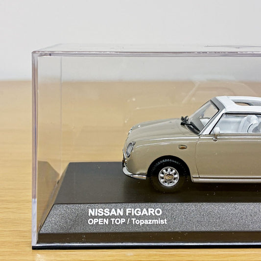 京商 1/43 日産 NISSAN フィガロ FIGARO ミニカー モデルカー オープントップ ベージュ Topaz Mist コレクションケース付 ◎