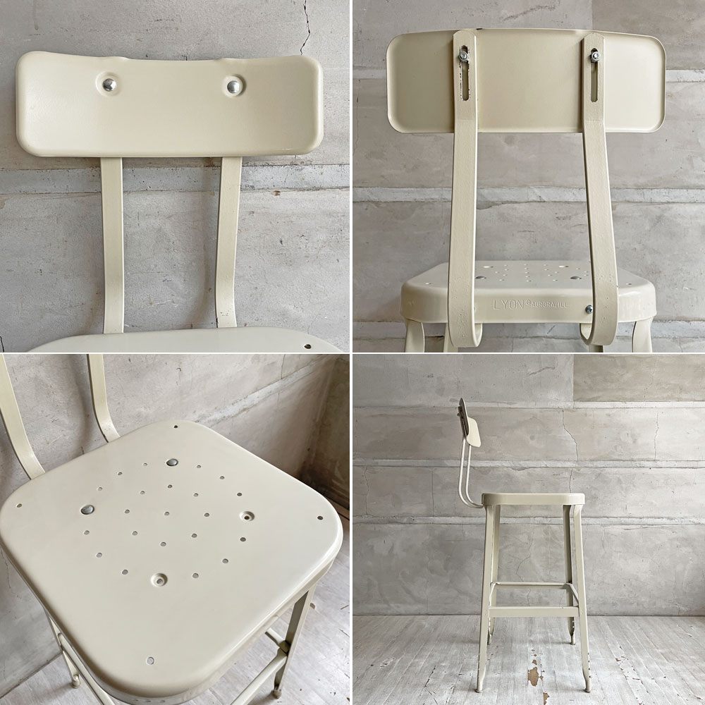 リオン LYON ファクトリー チェア FACTORY CHAIR カウンターチェア バックレスト スチール Putty white パシフィックファニチャーサービス P.F.S取り扱い ♪
