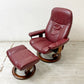 エコーネス EKORNES コンサル Consul ストレスレスチェア stressless リクライニングチェア オットマン付き クラシック レザー Mサイズ 2006年製 A ●