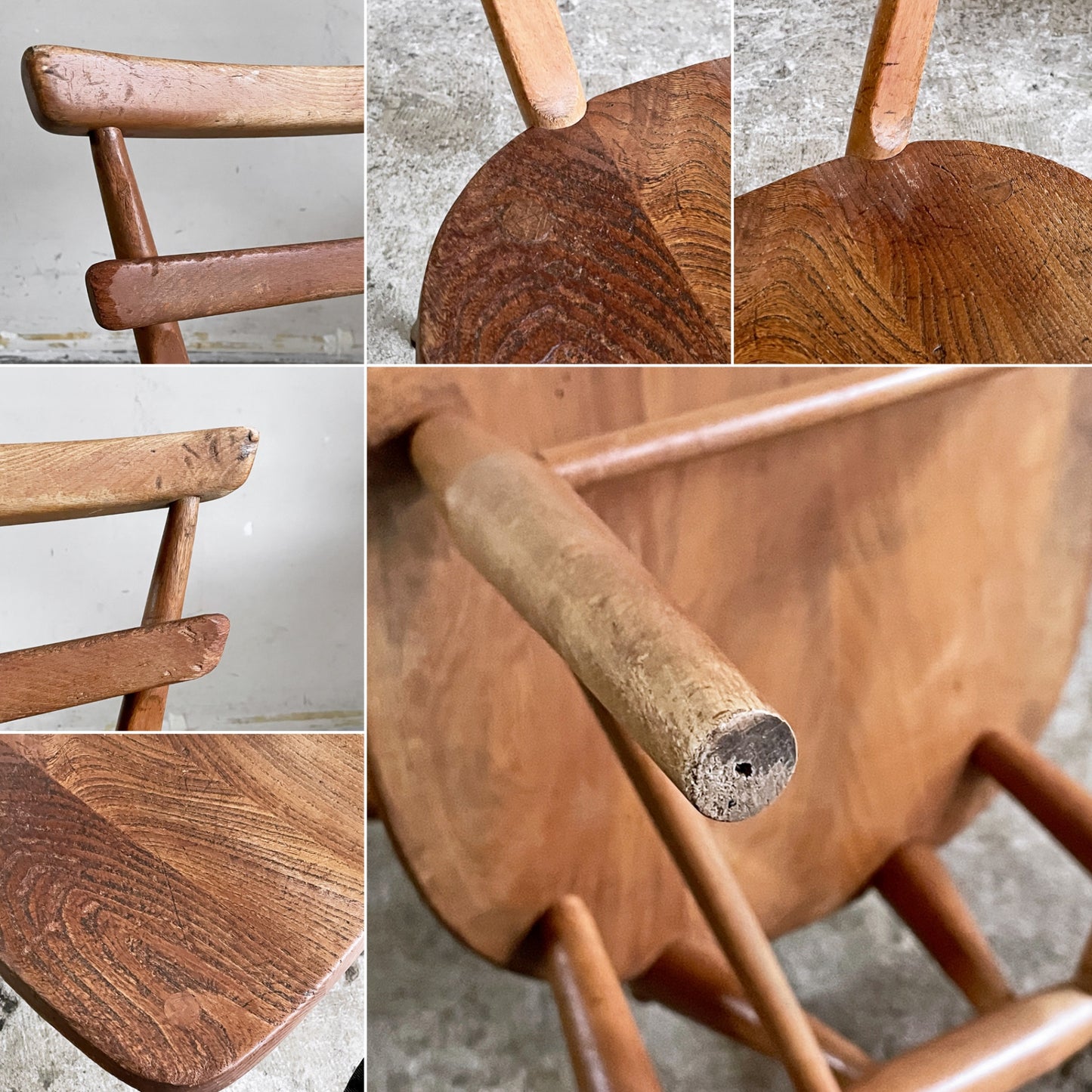 アーコール Ercol ダブルバックチェア キッズチェア イエロードット 黄色 スタッキング エルム材 UKビンテージ Vintage 英国家具 ■