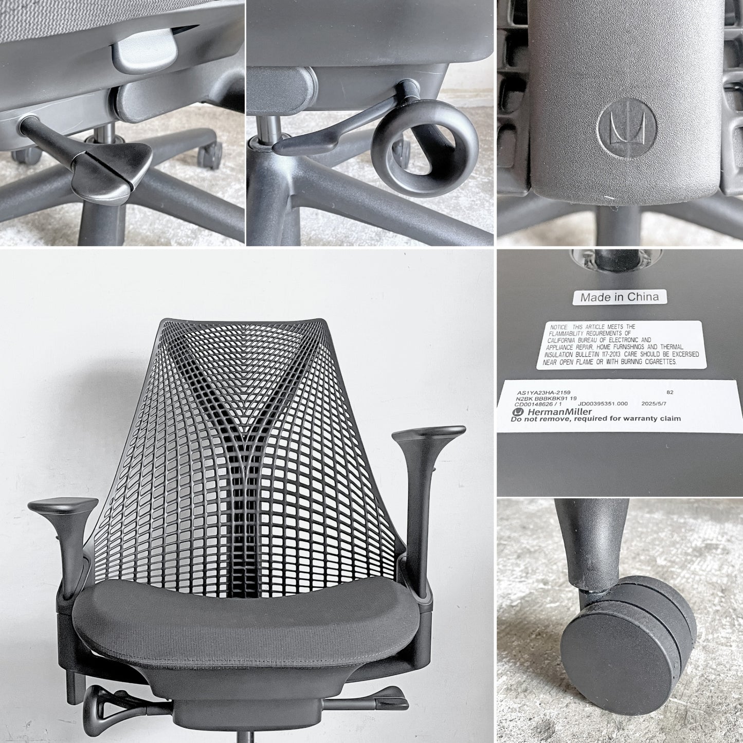 ハーマンミラー HermanMiller セイルチェア SAYL Chair ブラック サスペンションミドルバック アジャスタブルアーム イヴ・ベアール ■