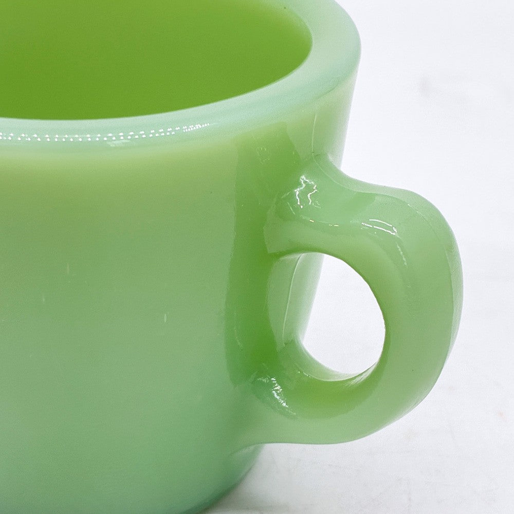 ファイヤーキング Fire King レストランウェアシリーズ ジェダイ Jade-ite ストレート カップ＆ソーサー Straight Cup&Saucer ミルクガラス USビンテージ アンカーホッキング A ●
