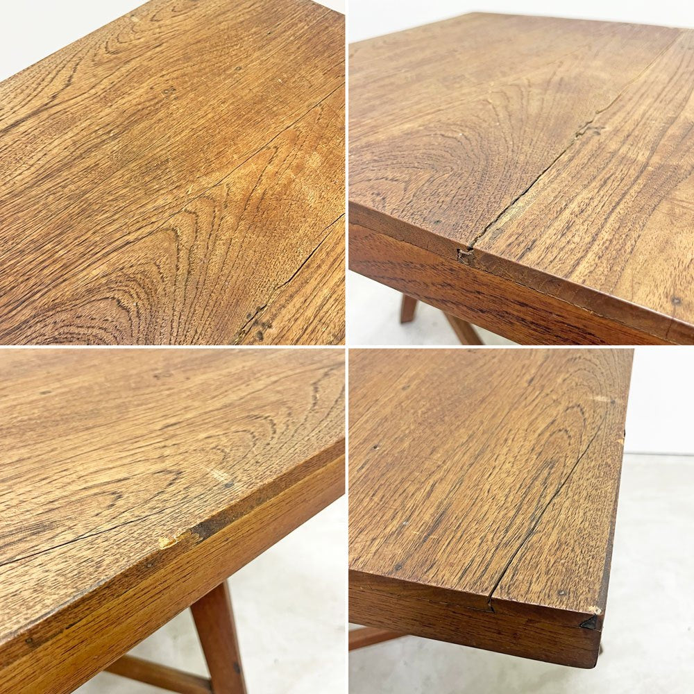 キコ QUICO オリジナル コーヒーテーブル サイドテーブル スクエア 3本脚 チーク無垢材 W54cm H52cm ●