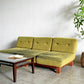 トラックファニチャー TRUCK FURNITURE ラウンジソファ 3シーター LOUNGE SOFA 3-SEATER 3人掛け ウォールナット無垢材 F-41 モスグリーン ブークレ 廃番色 参考定価￥328,900 現状品 〓