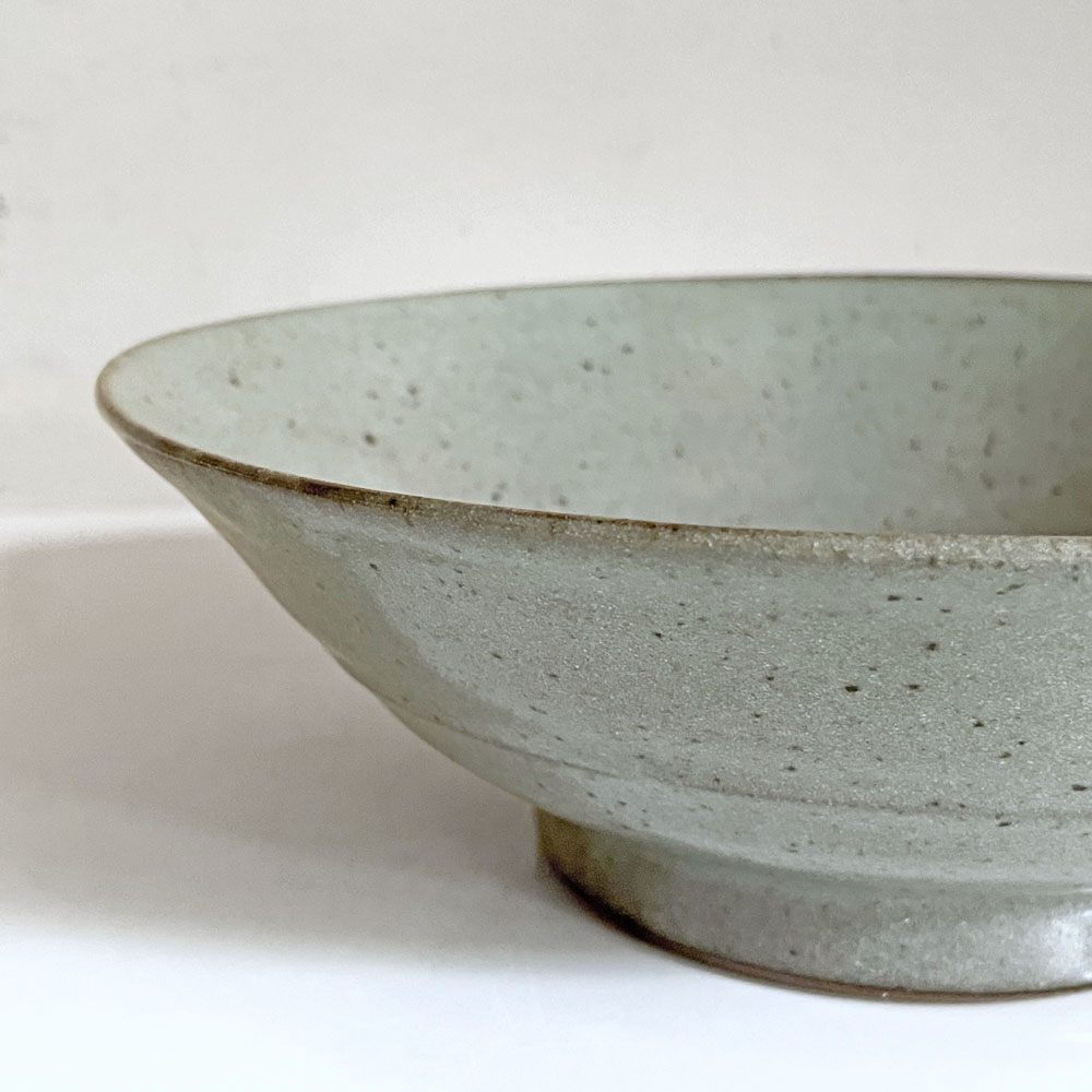 小川甚八 青灰釉 8寸鉢 深鉢 深皿  Φ23.5cm 甚八窯 笠間焼 美品 ■