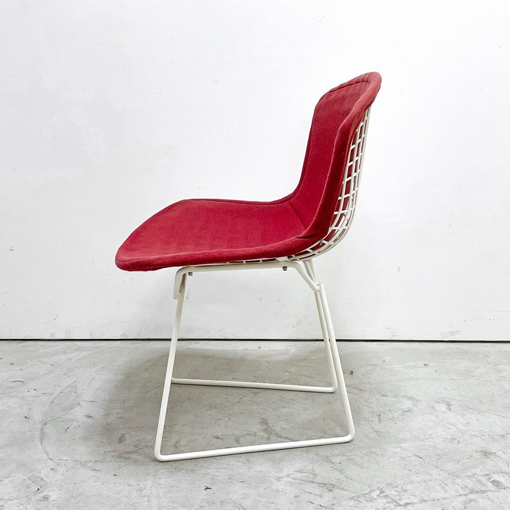 ノル Knoll 420 サイドチェア ワイヤーチェア ダイニングチェア ホワイト × レッド ファブリック フルカバー仕様 ビンテージ B ●