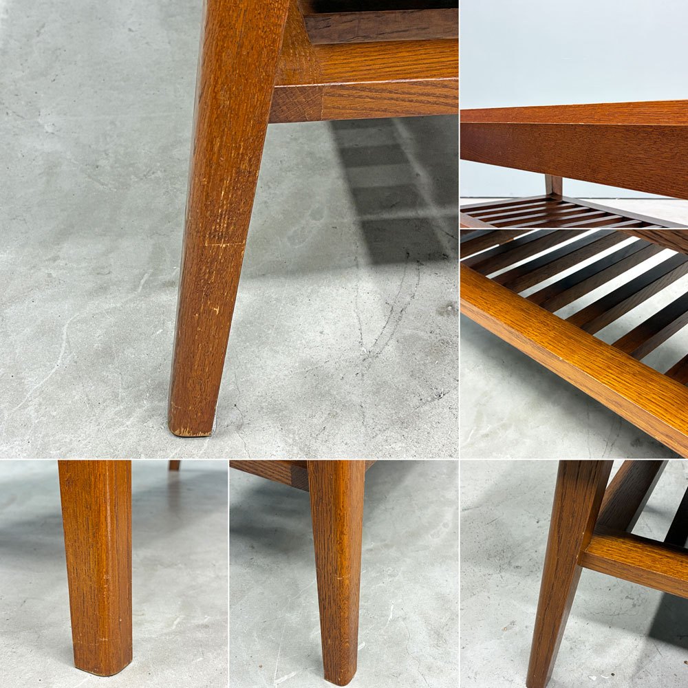 パシフィックファニチャーサービス P.F.S. ローテーブル DH TEA TABLE WITH SHELF Sサイズ W102cm ナラ材 マガジンラック付 ◎