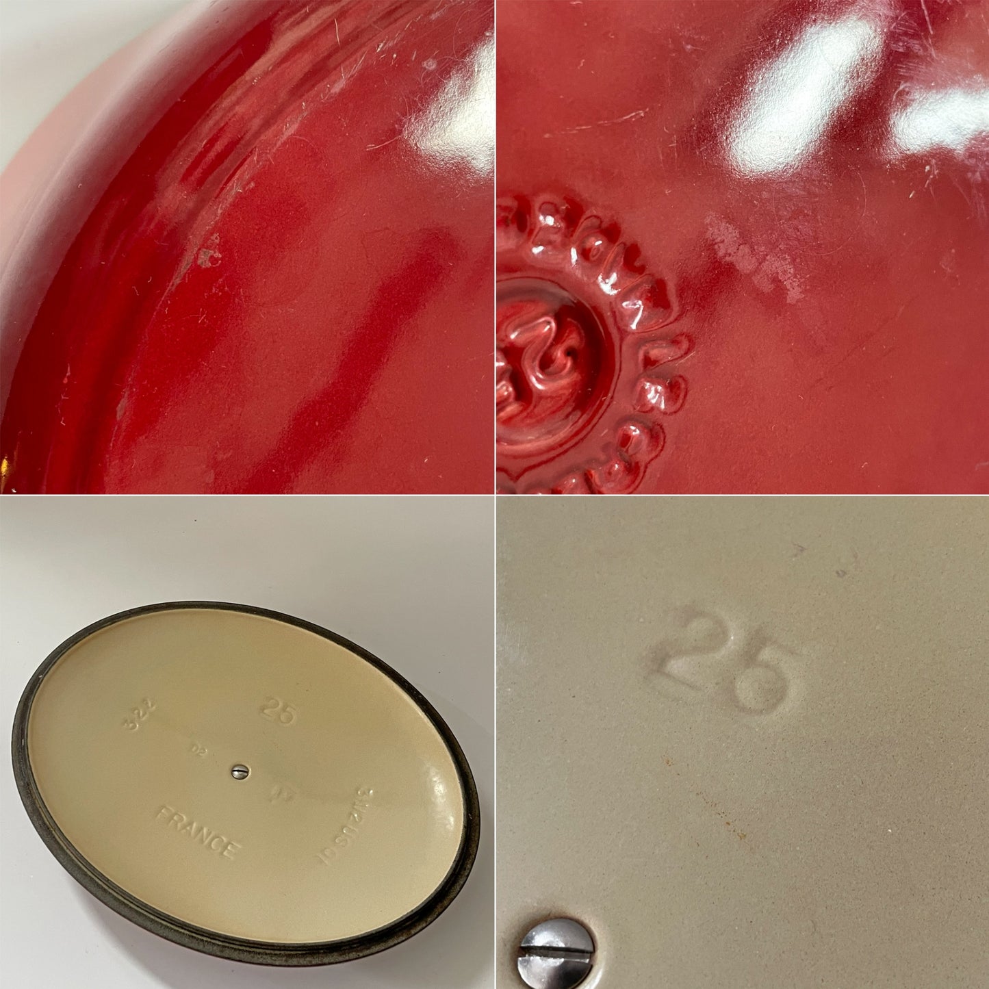 ルクルーゼ LE CREUSET ココットオーバル 25cm 3.2リットル チェリーレッド 両手鍋 鋳物 フランス 箱付 定価￥44,000 ★