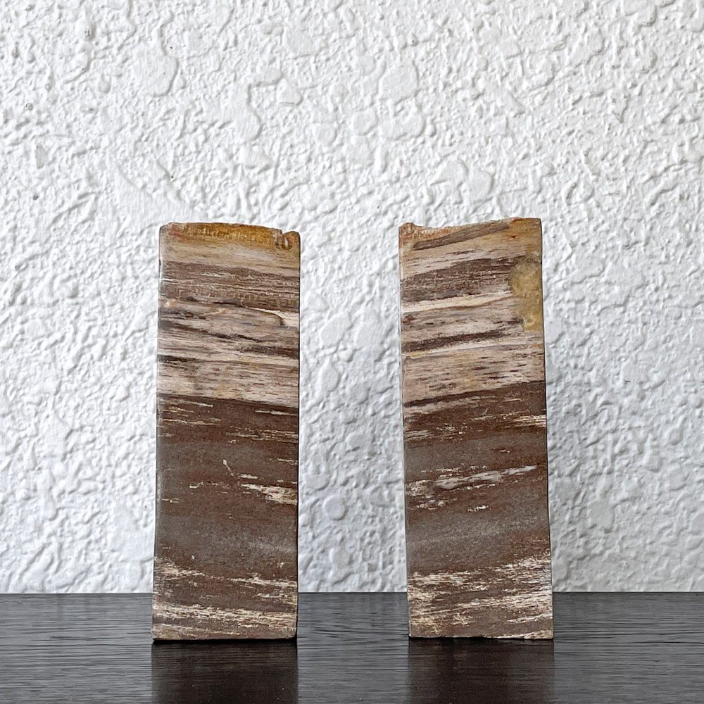 オーク ペトリファイド ウッド OAK Petrified Wood 珪化木 ブックエンド 本立て オブジェ ベージュ系 ウッドストーン 鉱石 ◇
