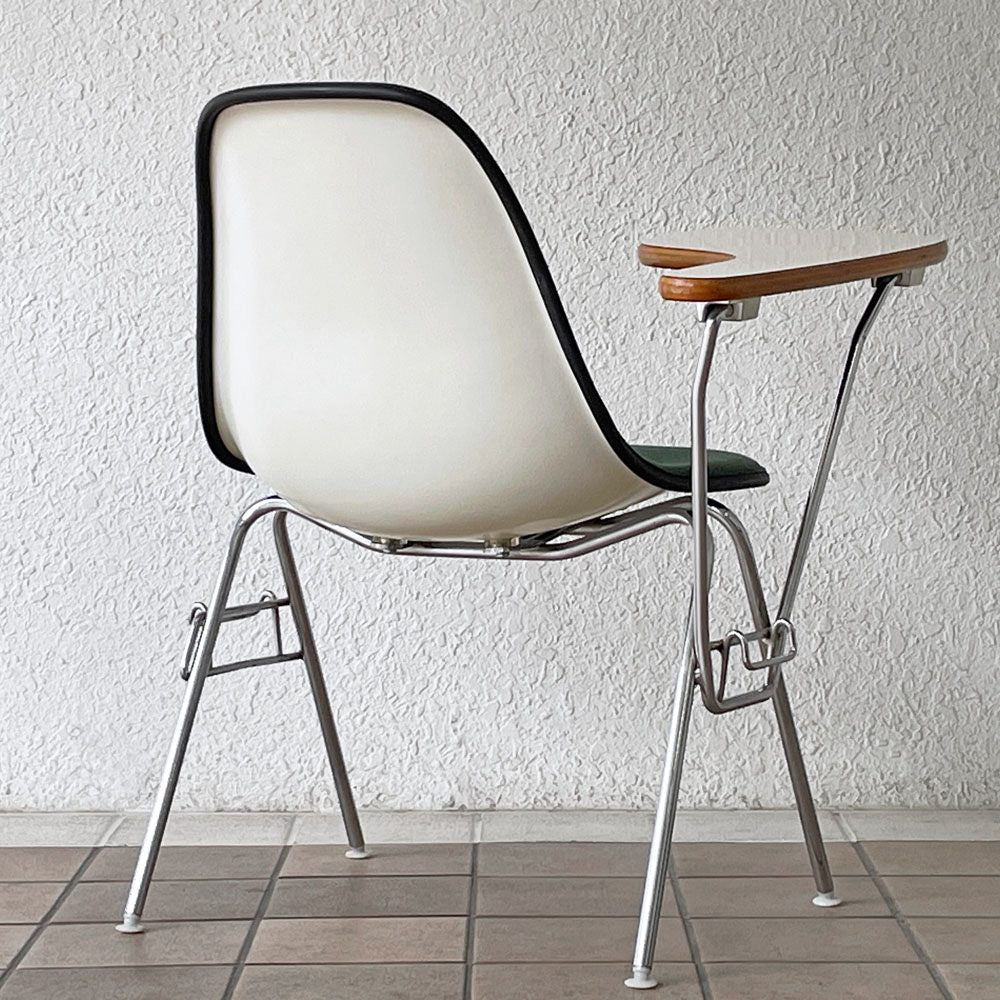 ハーマンミラー Herman Miller サイドシェルチェア セカンド 2nd ビンテージ アプホルスター スクールベース 肘掛けテーブル付 イームズ ミッドセンチュリー B ◇